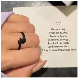 Black I Love You Hug Ring | Adjustable Hugging Hand Ring